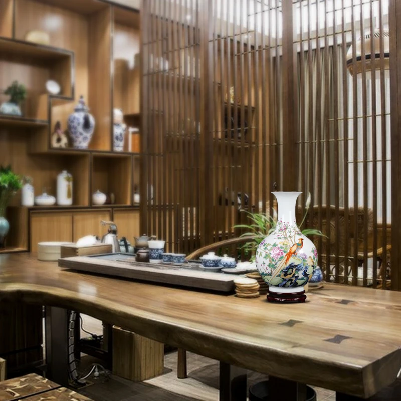 Керамическая ваза Jingdezhen в стиле ретро с пионами Цветочная композиция для