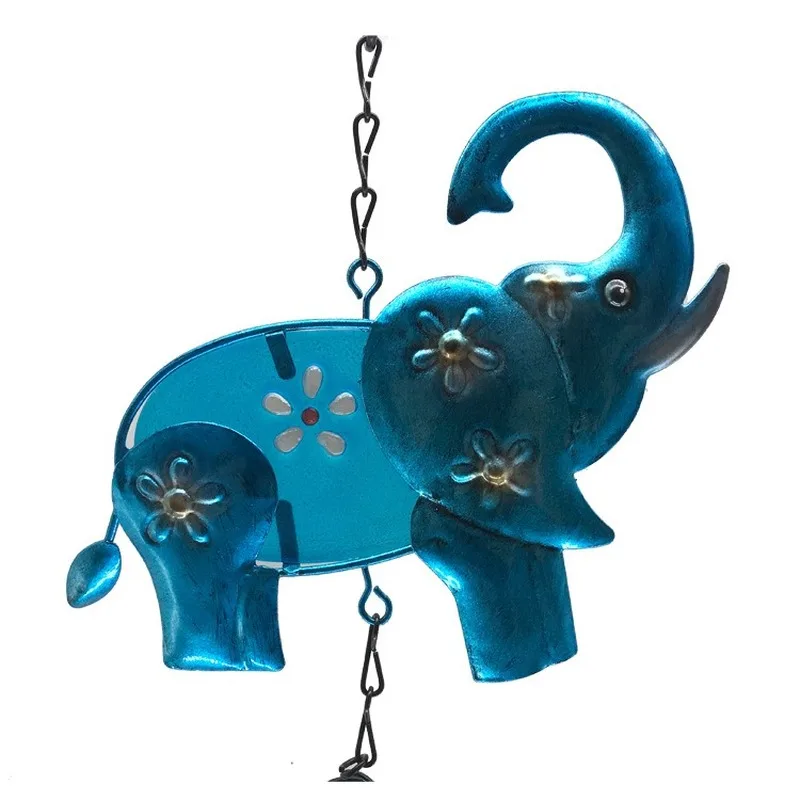 

Little Elephant Metal Wind Chime Glass Painting Handicraft Hanging Decoration Creative Exquisite Gift Garden Balcony Pendant