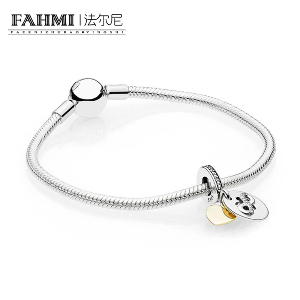 

2020 New Arrival 100% 925 Sterling Silver Simple Bracelet For Women With Heart Chain Charms Beads Fashion Jewelry Original