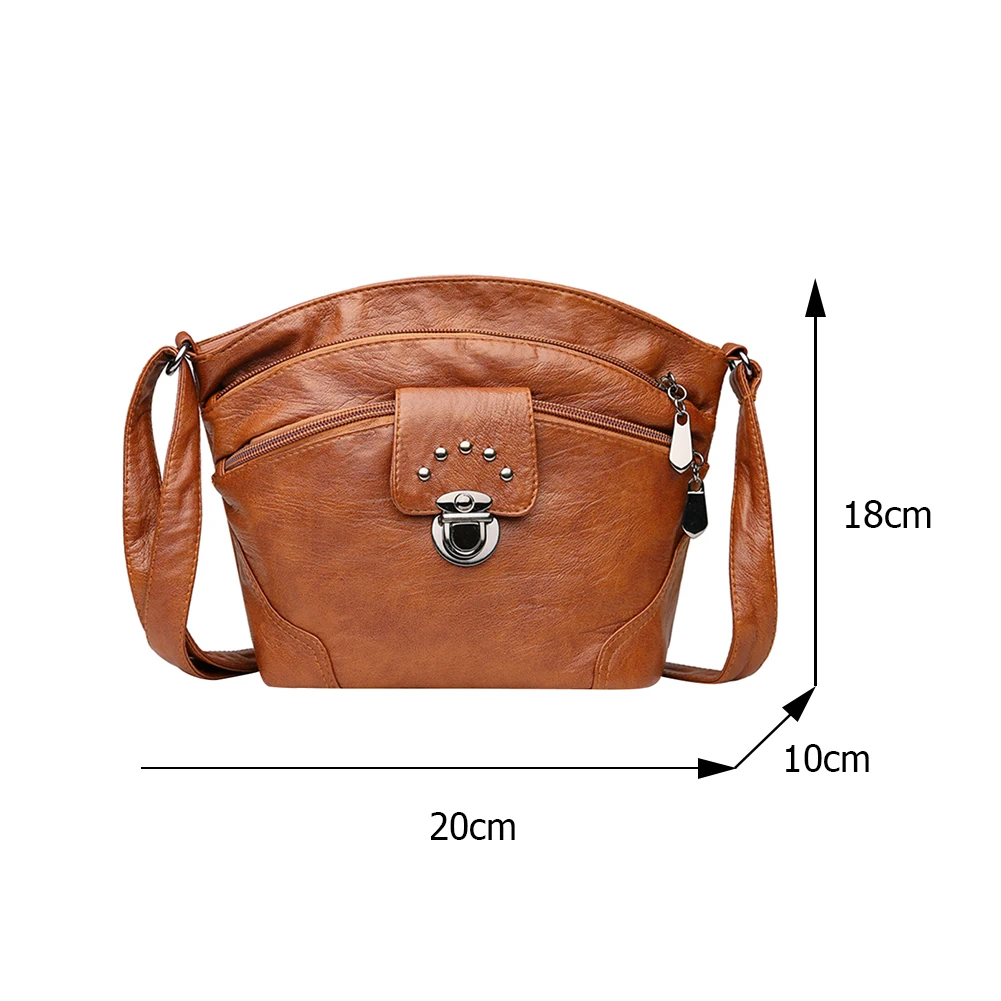 

Fashion Women Soft Retro PU Leather Shoulder Bag Women Casual Pure Color Messenger Handbag Multi-Layers Ladies Messenger Handbag