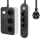 Плата питания с 2 круглыми контактами, защита от перенапряжения, 3 розетки, 3 розетки USB, штепсельная вилка европейского стандарта, кабель электрическая розетка удлинитель, 1,41,84,82 м