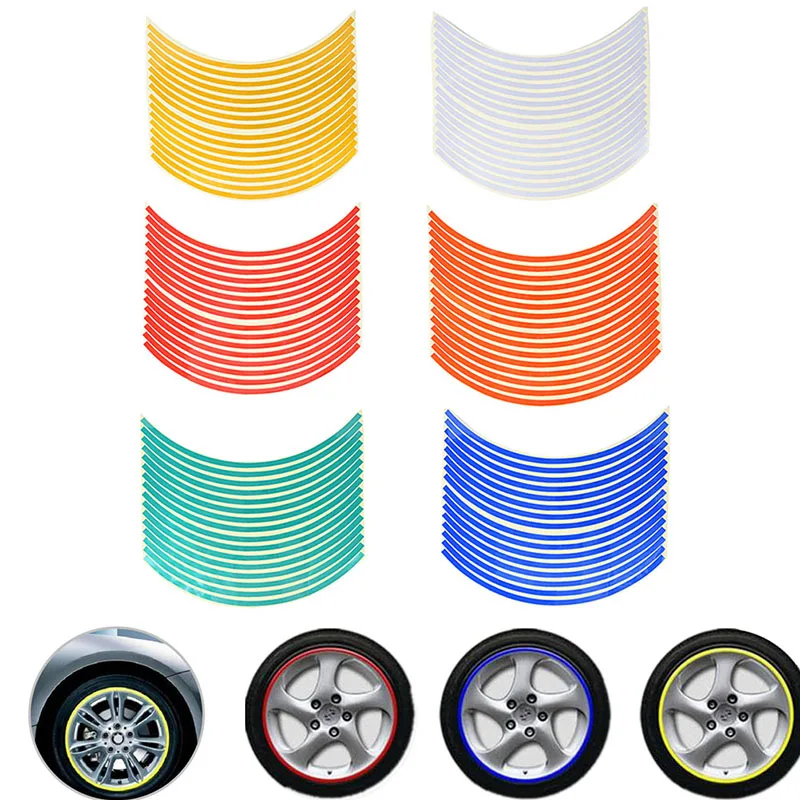 

1pc Car Reflective Stickers 18 Inch Wheel Rim Sticker Tire Protection Decoration Motorcycle Accessories