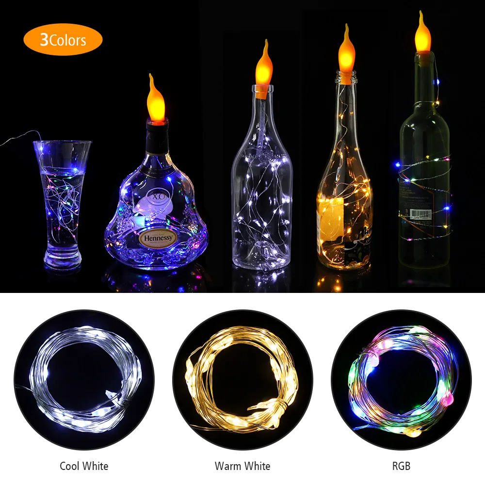 2/6/10 шт. в упаковке 2 м бутылки вина светильники пробка Серебряный проводный