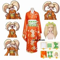 anime super danganronpa 2 hiyoko saionji hiyoko kimono cosplay costume wigs shoes orange dress kimono dress kostuums halloween
