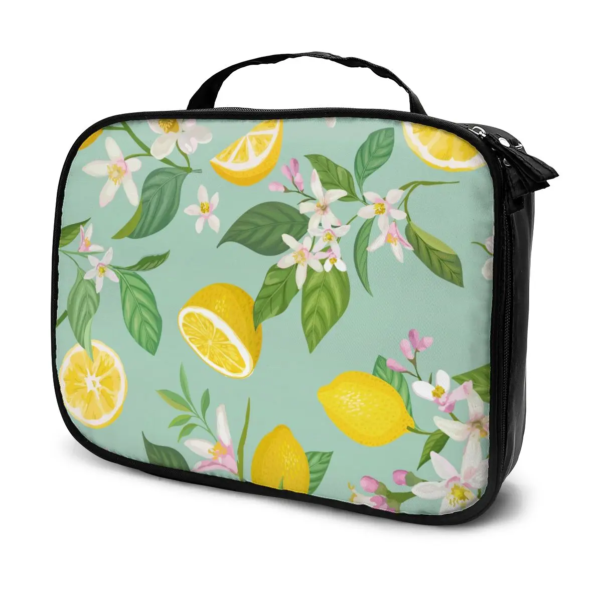 

Women Cosmetic Bag Plant Fruit Lemon Floral Make Up Organizer Bag Travel Cosmetic Case for Female Storage Toiletry Bag