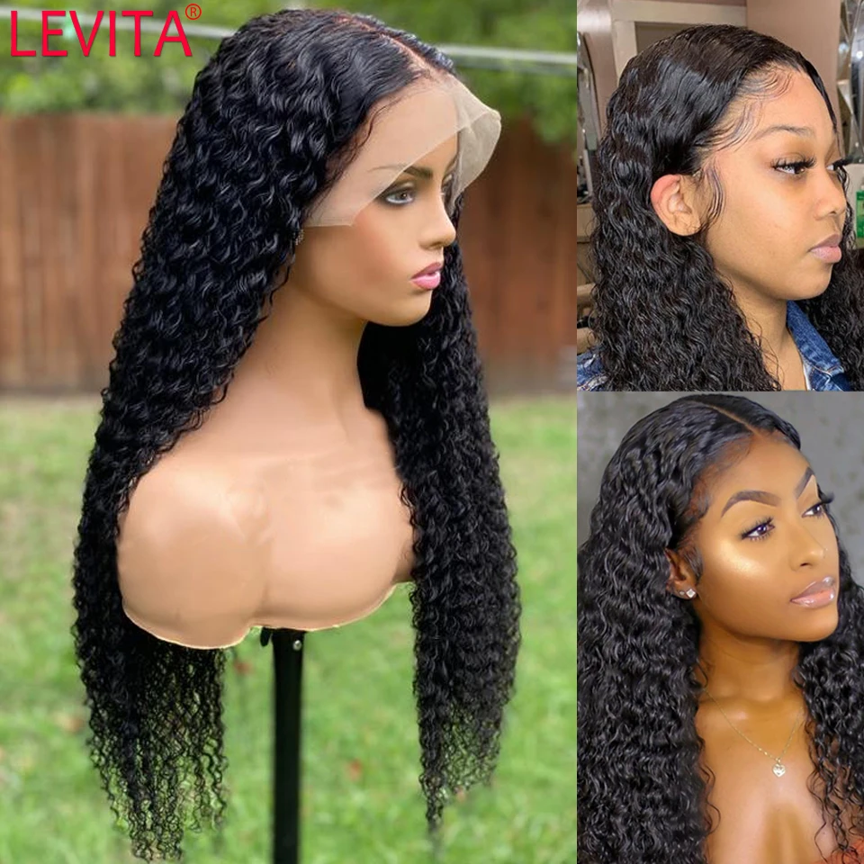 LEVITA 30 Inch Deep Wave Frontal Wig Brazilian 13x4x1 T Part Lace Front Human Hair Wigs For Women Pre Plucked 4x4 Closure Wig