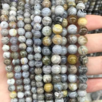 mamiam natural a grey bamboo leaf agate beads smooth loose round stone diy bracelet necklace jewelry making gemstone design