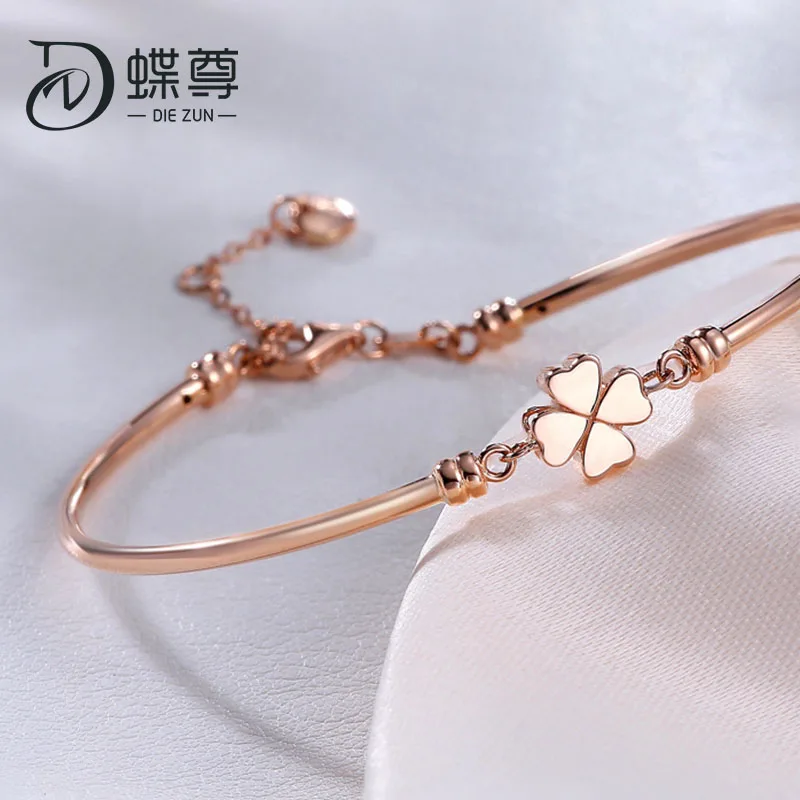 Женский браслет из 18 каратного золота с булавкой в виде Розы 750 клевера