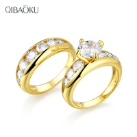 luxury gold ring set sterling silver 925 fine jewelry wedding engagement rings main stone round 8mm zircon ring gift for women
