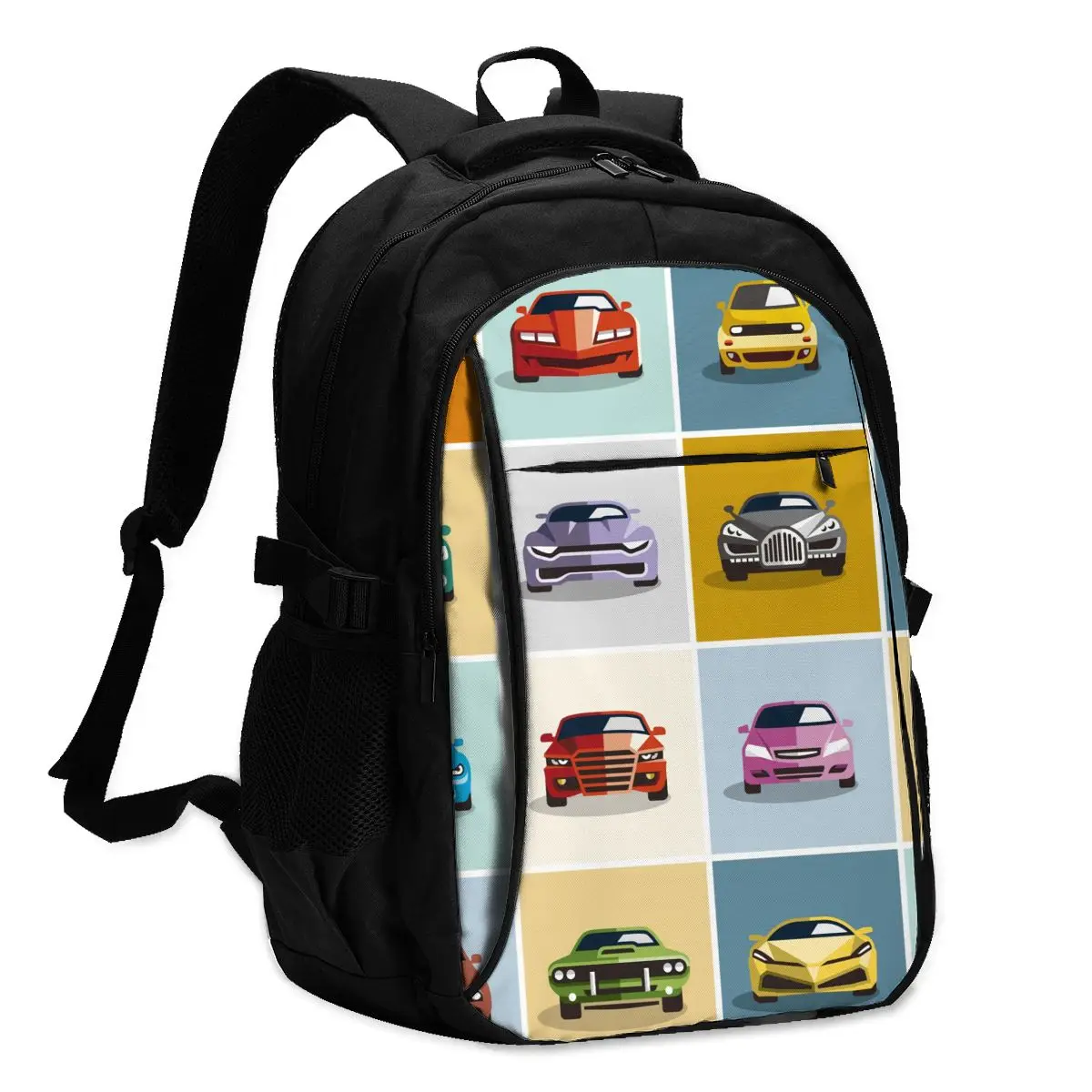 

Новинка 2021, рюкзак для ноутбука с USB, дорожный мужской и женский рюкзак для отдыха с мультипликационными машинами