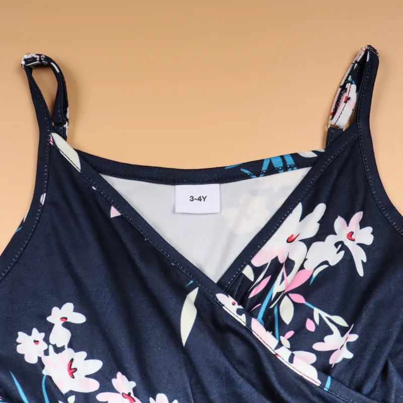 2022 семейный образ пляжные платья без рукавов для мамы и я одежда синие цветочные