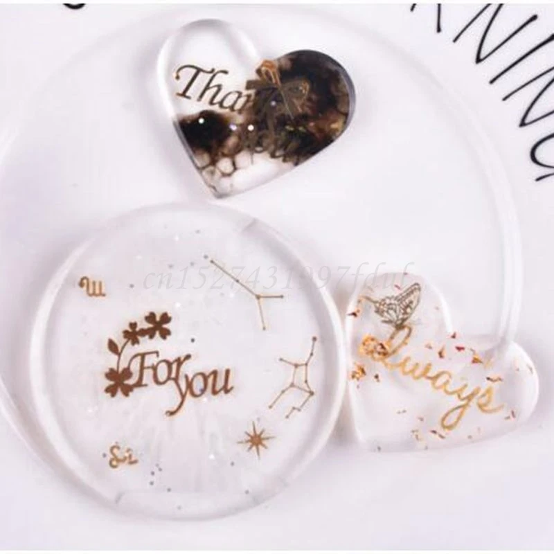 

4Pcs UV Epoxy Resin Fillings Gold Letters Cat Flowers Stickers Resin Mold Decor