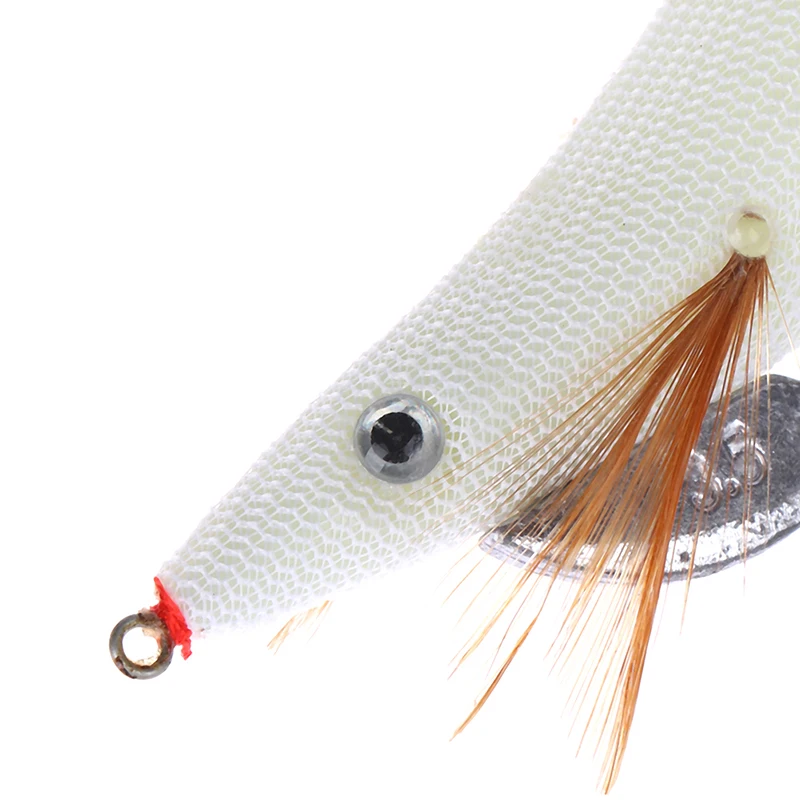 

Luminous Squid Jigs 13cm 20g White Glow Wood Shrimp with Octopus Squid Jig Hooks Cuttlefish Fishing Lure