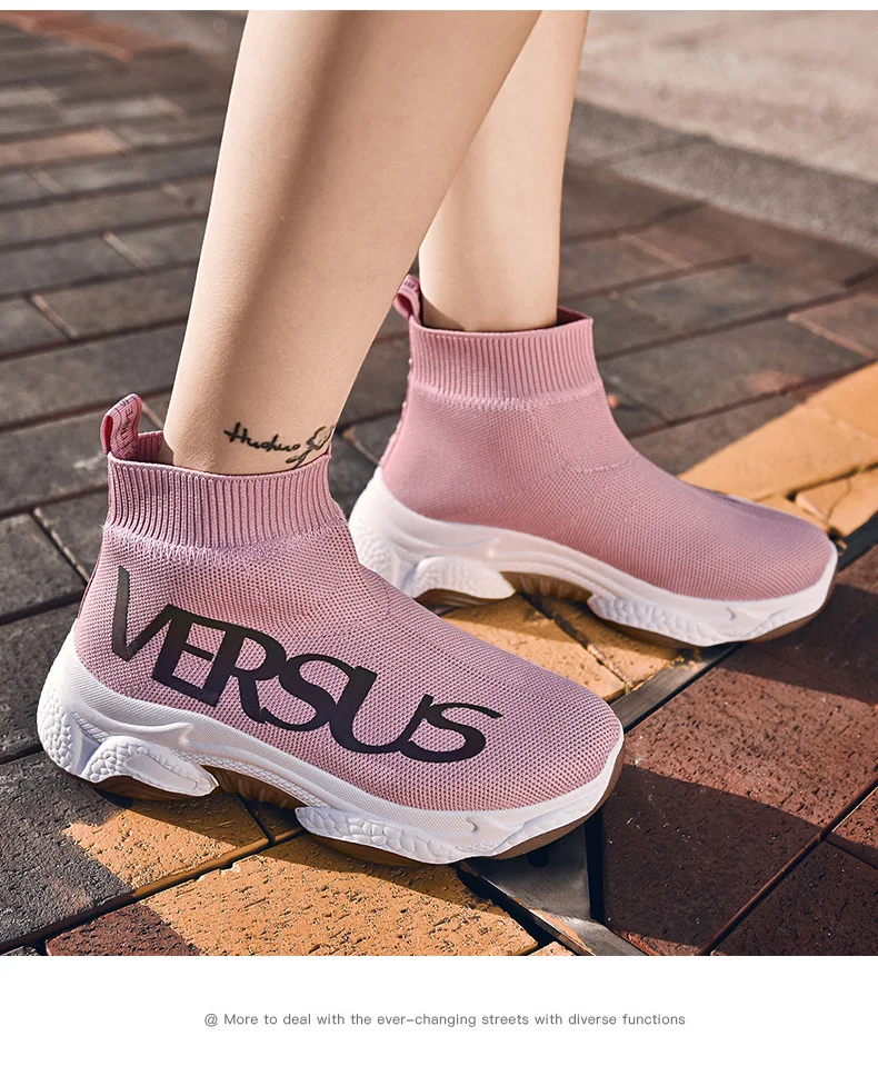 NIKEZI/женские зимние теплые ботинки с Плюшевым Мехом; высокие носки без шнуровки; прогулочные вязаные кроссовки на высокой танкетке; кроссовки в сеточку для спортзала