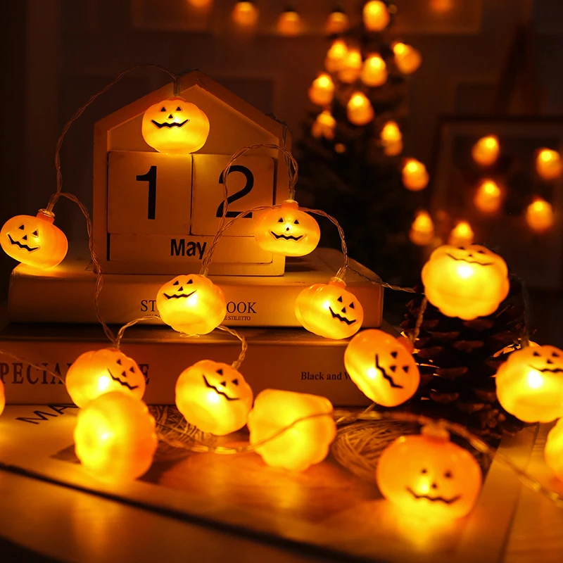 

C2 10LED Halloween Pumpkin String Lights Lamp Night light DIY Hanging Horror Halloween Decoration For Home Party Supplies