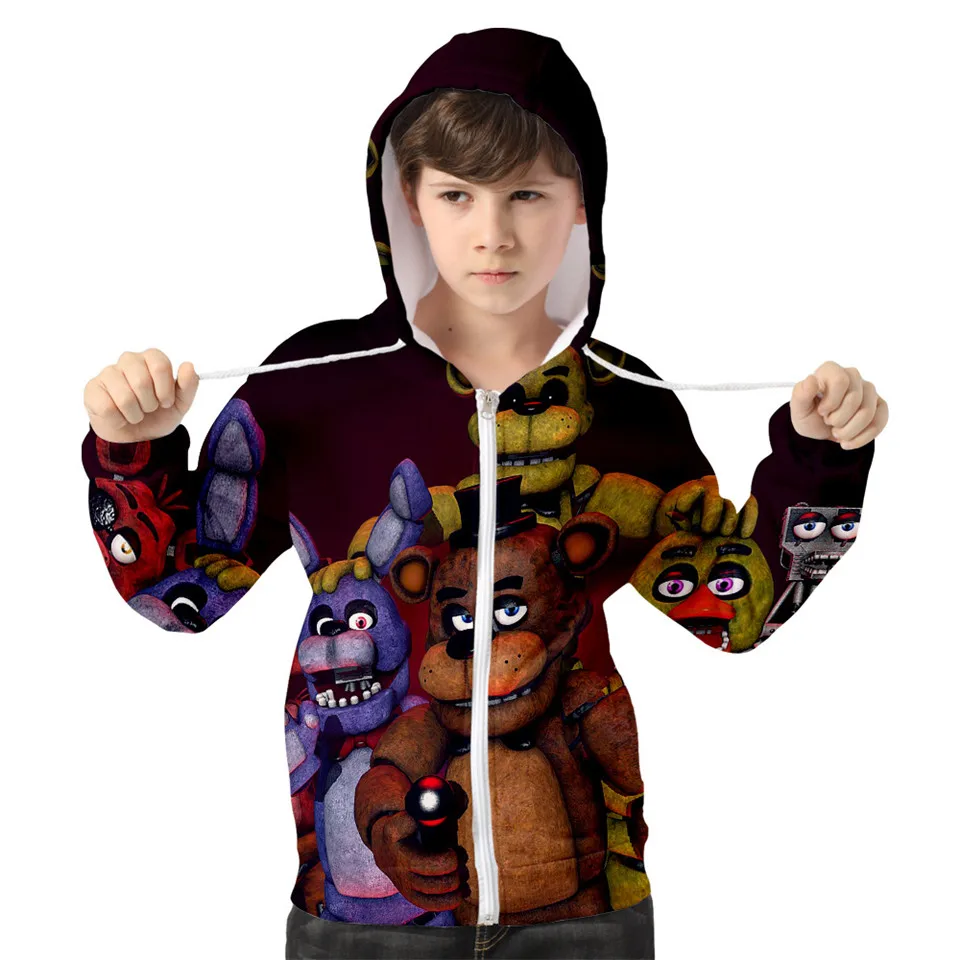 Детская толстовка с капюшоном пять ночей у FNAF на возраст от 3 до 14 лет | Мужская