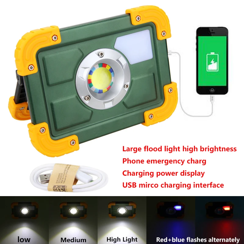 30 Вт Светодиодный точечный светильник Led Verlichting Oplaadbare 4*18650 батарея COB прожекторная лампа для прожектор для охоты и кемпинга