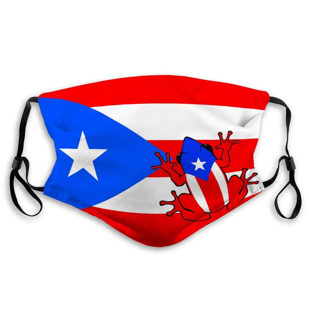 

Anti-Dust Windproof Scraf Bandanas Adjustable Puerto Rico Flag With Frog 2