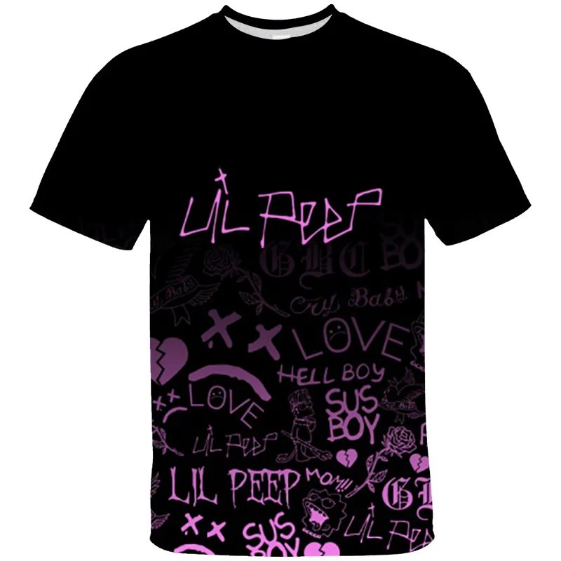 Футболка женская оверсайз с 3D принтом Lil Peep Детская рубашка коротким рукавом в