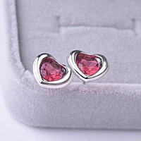 fashion heart stud earrings minimalist s92 5 silvery jewelry inlay aaa zircon dainty ornaments for women christmas new year gift