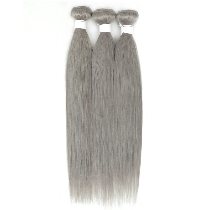

Brazilian Hair Weave Bundles Silver Grey Color Hair Bundles Straight 100% Human Hair Extension Pre-Colored Weave Non-Remy