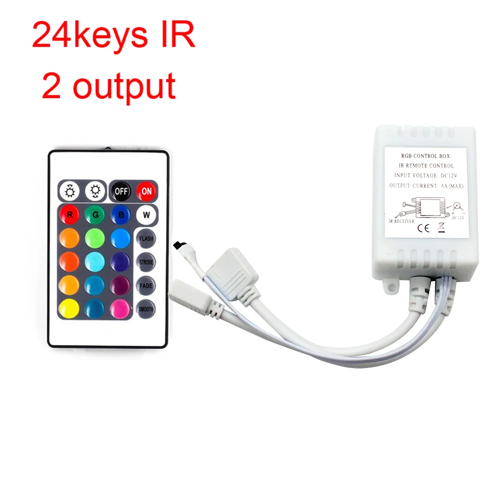 

LED Strips Lights RGB 2835 SMD Flexible Waterproof Tape Diode 5M 12V 24Key Remote Controller with Dual Output +3A Power Supply