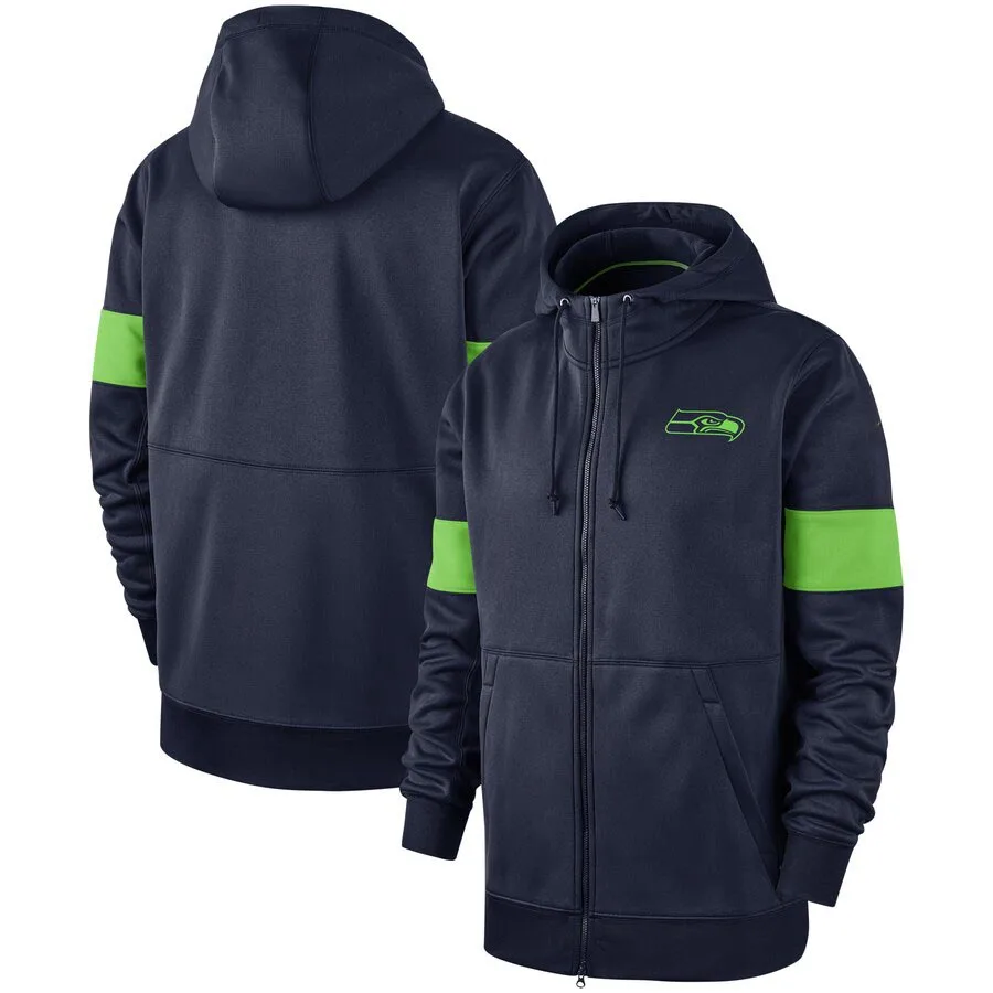 

Seattle Sideline Performance Seahawks Men Full-Zip College Navy Hoodie