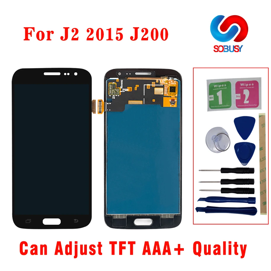 J200 ЖК-дисплей для samsung Galaxy J2 J200 J200F J200H ЖК-дисплей с сенсорным экраном дигитайзер сборка деталей Регулируемая яркость