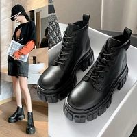2021 rock shoes womens boots childrens luxury designer pu leather ankle boots female round toe thick soled ankle boots matte