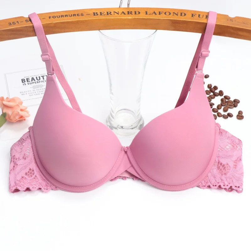 Женский бюстгальтер пуш ап сексуальный кружевной размера плюс модный однотонный