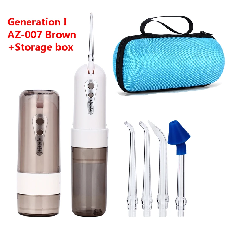AZ-007 a box AZDENT AZ-007 AZ-008Pro Ирригатор для полости рта USB перезарядки Аккумуляторный воды зубная нить складывающийся туристический 5 Jet зубы SPA очиститель - Цвет: AZ-007 a box