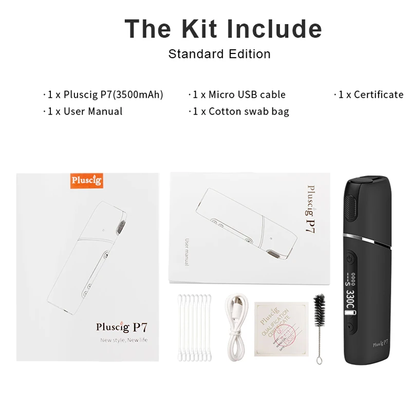 

Pluscig P7 3500Mah Iqo Heater Device Continuous Smokable Up To 40 Sticks Compatibility with Icoz Heating Tobacco Stick