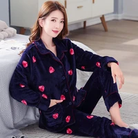 women pajama sets winter warm coral fleece women pajamas set for women flannel thick pyjamas long homewear sleep lounge