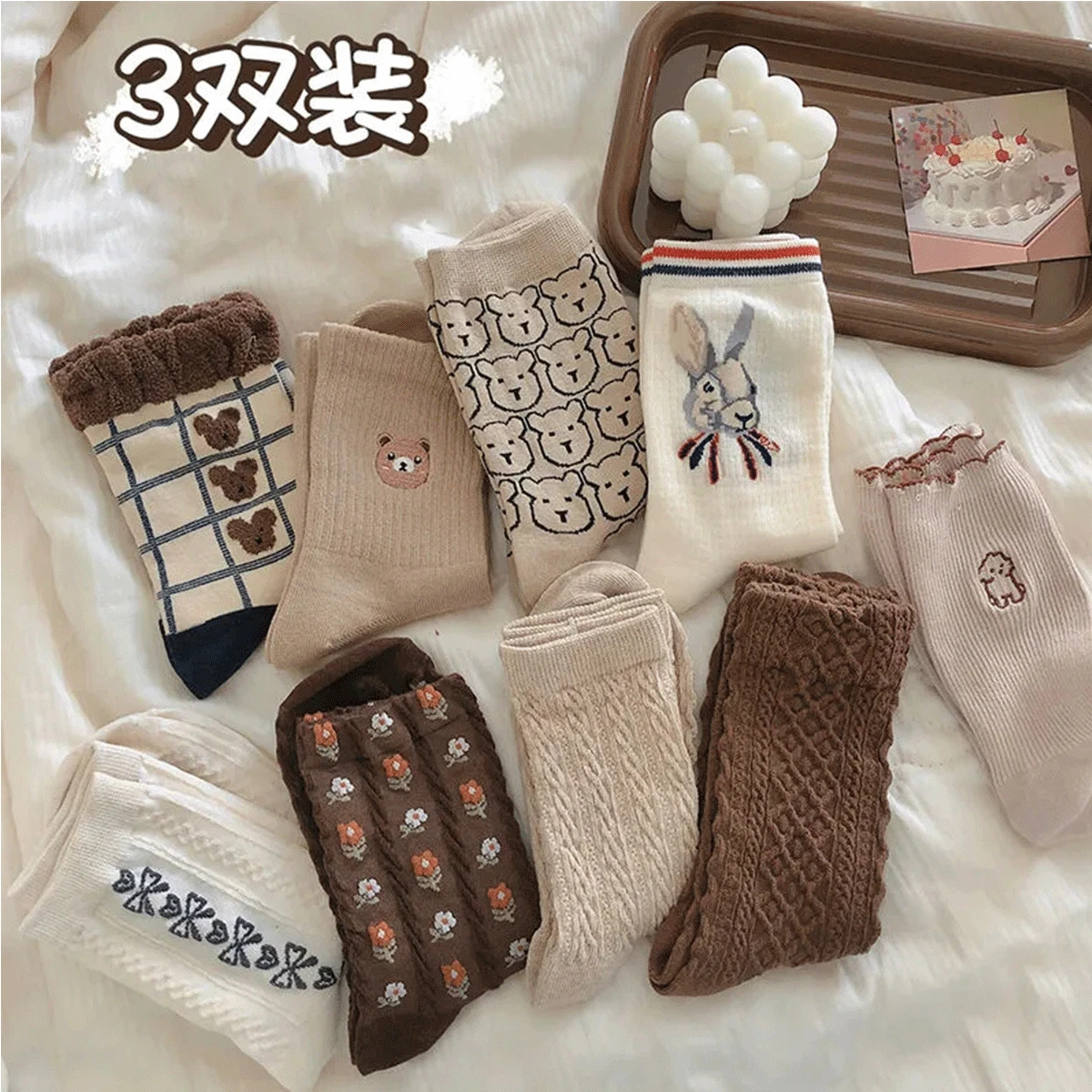 

Women Soft Fashionable Cute Cartoon Japanese Korean Socks Christmas Kawaii Bear Sailor Harajuku Slouch Streetwear Female