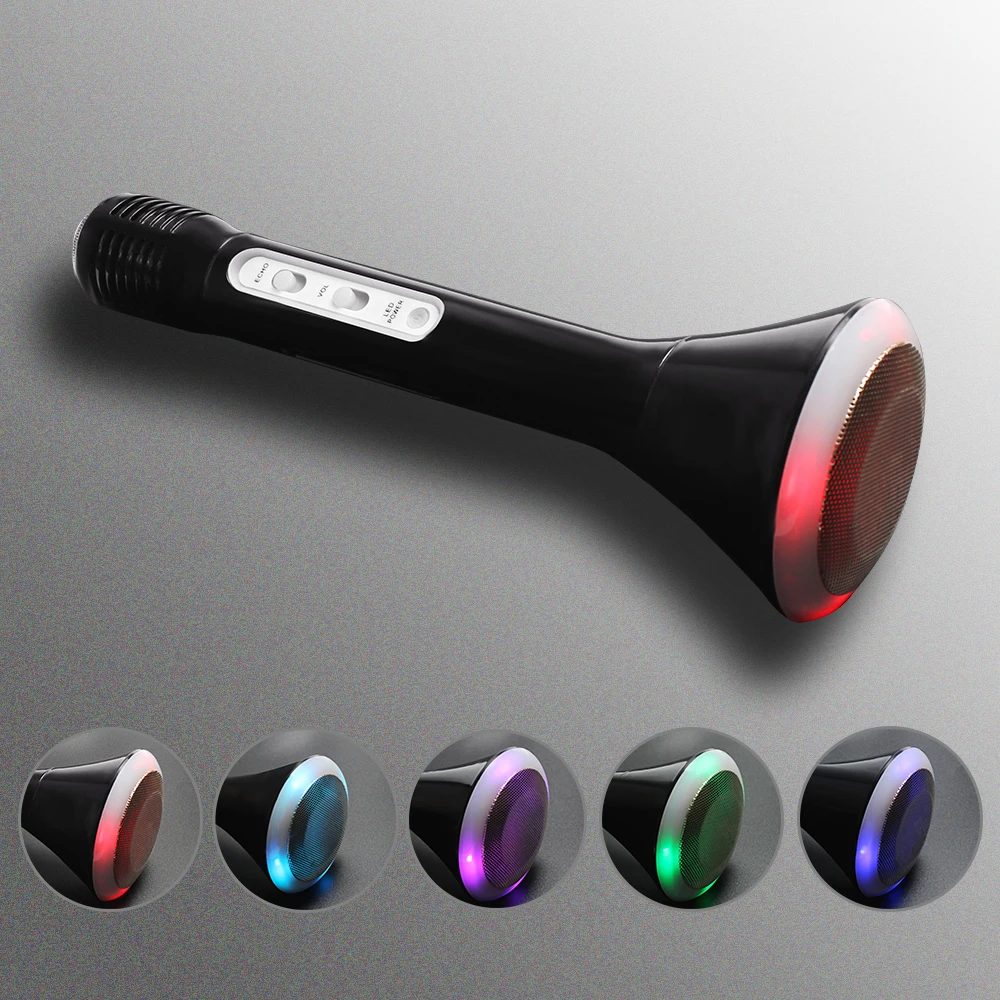 

Wireless Microphone Karaoke Ktv Music Player with Light Handheld Microfone Wireless Portable Bluetooth Microphone For Phone
