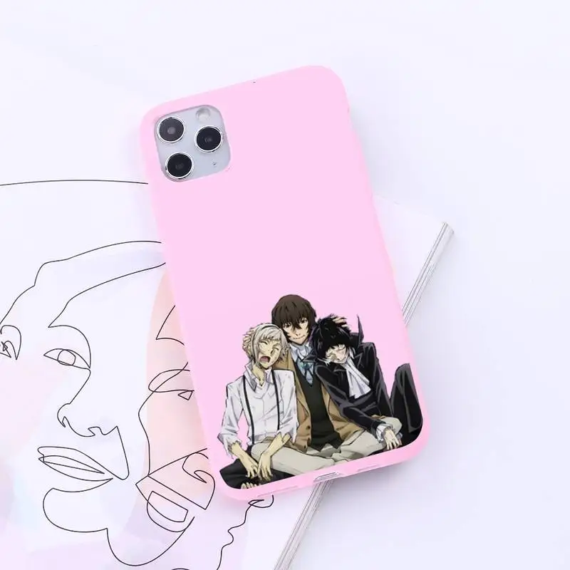 

Japan anime bungou stray dogs Phone Case Candy Color for iPhone 6 7 8 11 12 s mini pro X XS XR MAX Plus