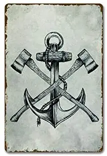 

Axe and Anchor Metal Sign 8" x 12"