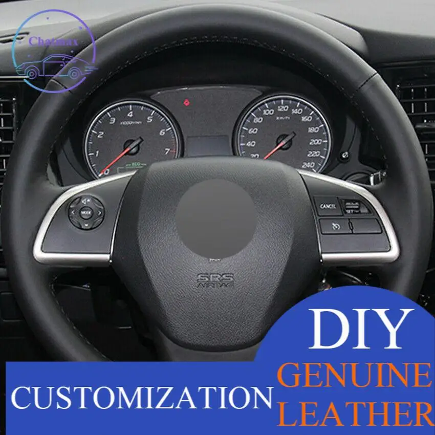 

For Mitsubishi Outlander Mirage ASX L200 Black Leather Car Steering Wheel Cover Anti-slip fit all season comfort touch design