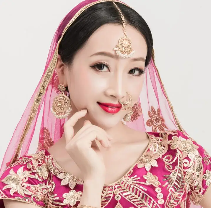 Wholesale India Woman Girl Belly Dance Accessories Performance Headdress Earrings and Nose Ring | Тематическая одежда и