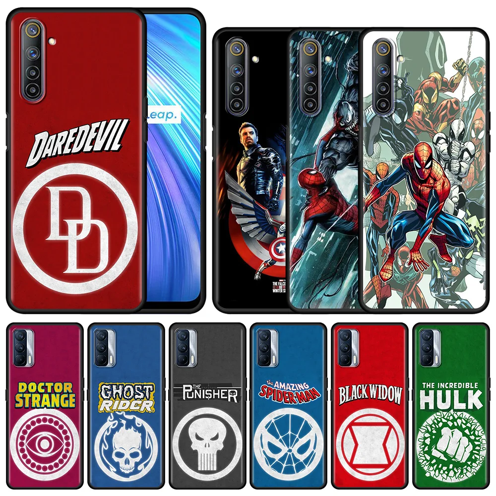 

Phone Case For Realme 8 7 6 5 Pro C21 C3 C11(2021) C12 C15 C20A C21Y C25 XT GT Master Explorer Caso Marvel Characters Logo