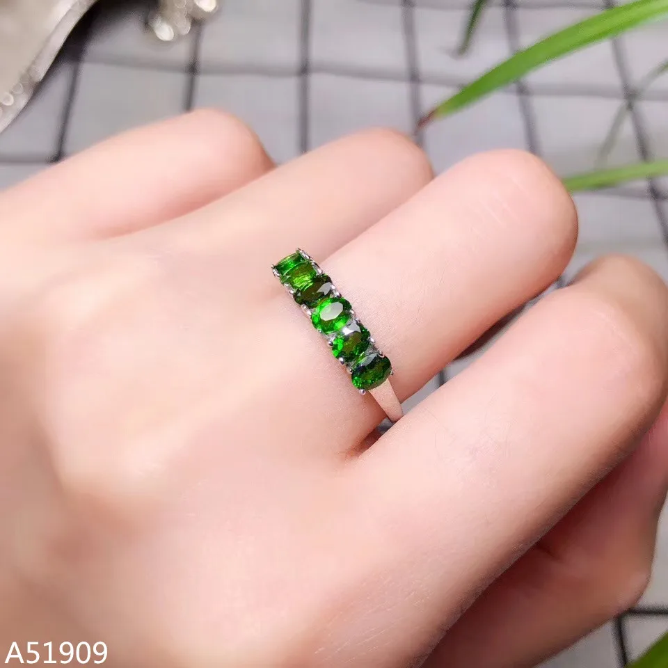 

KJJEAXCMY boutique jewelry 925 sterling silver inlaid natural female model diopside ring support test