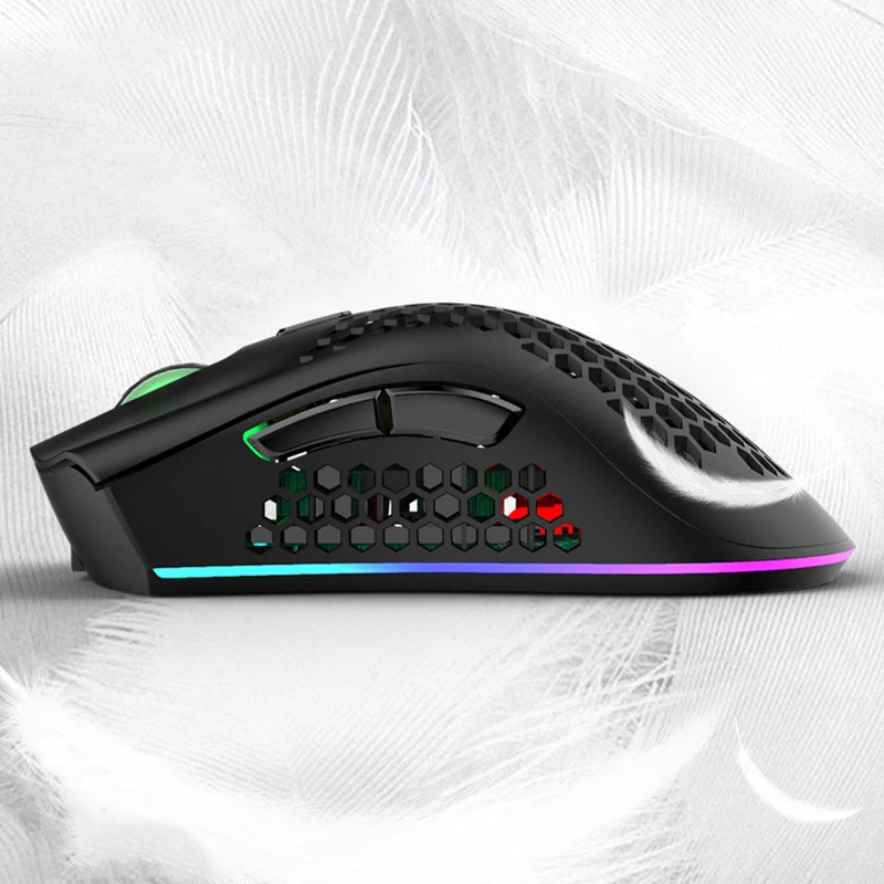 rechargeable usb receiver lightweight gaming wireless mouse rgb honeycomb led light mice for laptops desktop pc computer gamer free global shipping
