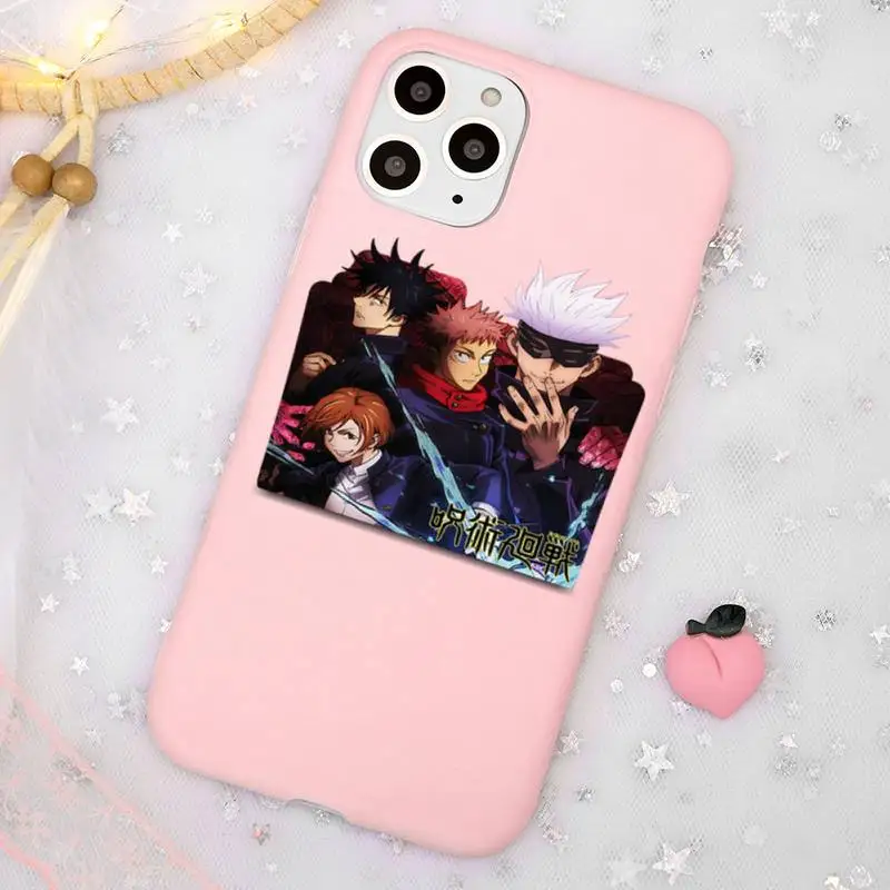 

Jujutsu Kaisen Phone Case Candy Color Pink for iPhone 11 pro XS MAX 8 7 6 6S Plus X 5S SE 2020 XR