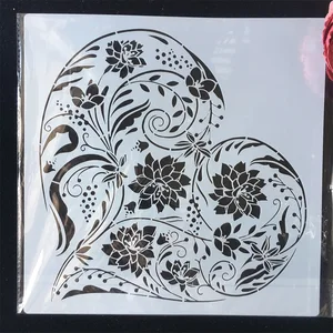 Трафареты для рисования на стену, большая мандала, неправильные сердца, 12 х12 дюймов, раскраска для скрапбукинга, тиснильный альбом, декоративный шаблон