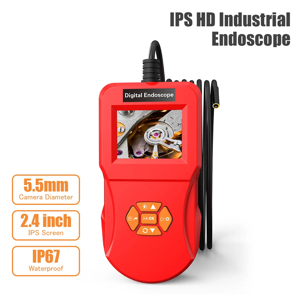 Цифровой эндоскоп IP67 ручной IPS-экран 1 шт. промышленный Инспекционная камера для