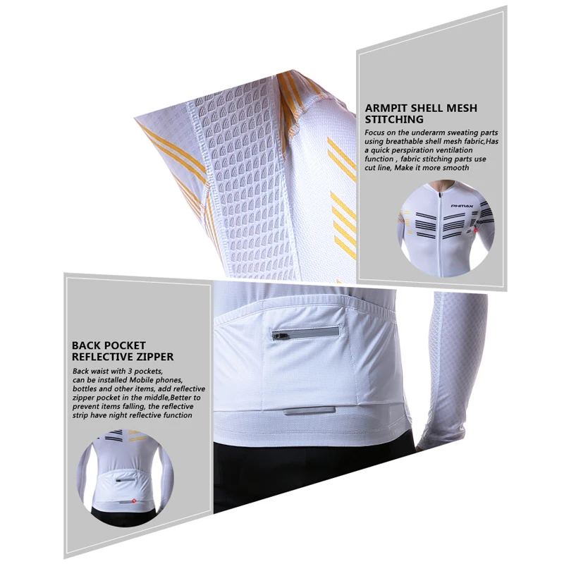 PHMAX длинный рукав Pro Велоспорт Джерси 100% полиэстер Maillot Ropa Ciclismo горный велосипед