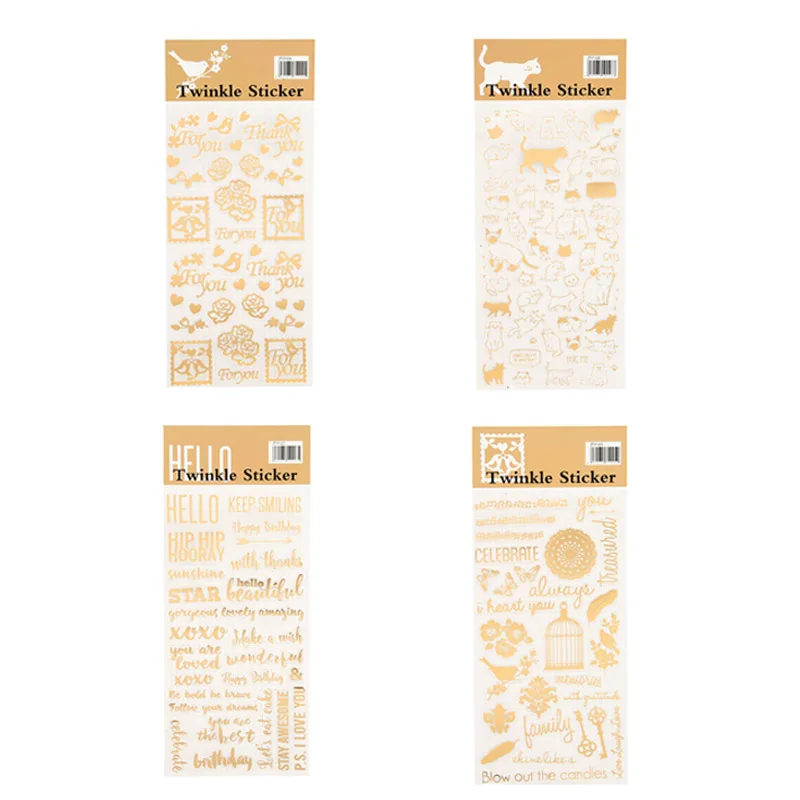 DIY креативный ПВХ дневник декоративные наклейки Мультяшные кошки цветы Золотая