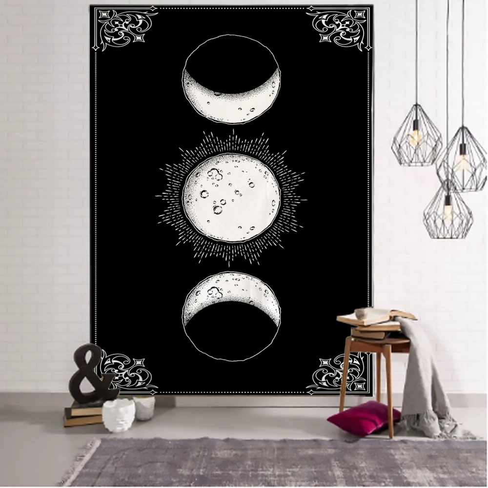 

Sun Moon Phase Tarot Tapestry Wall Hanging Psychedelic Witchcraft Tapiz Hippie Dormitory Living Room Home Decor
