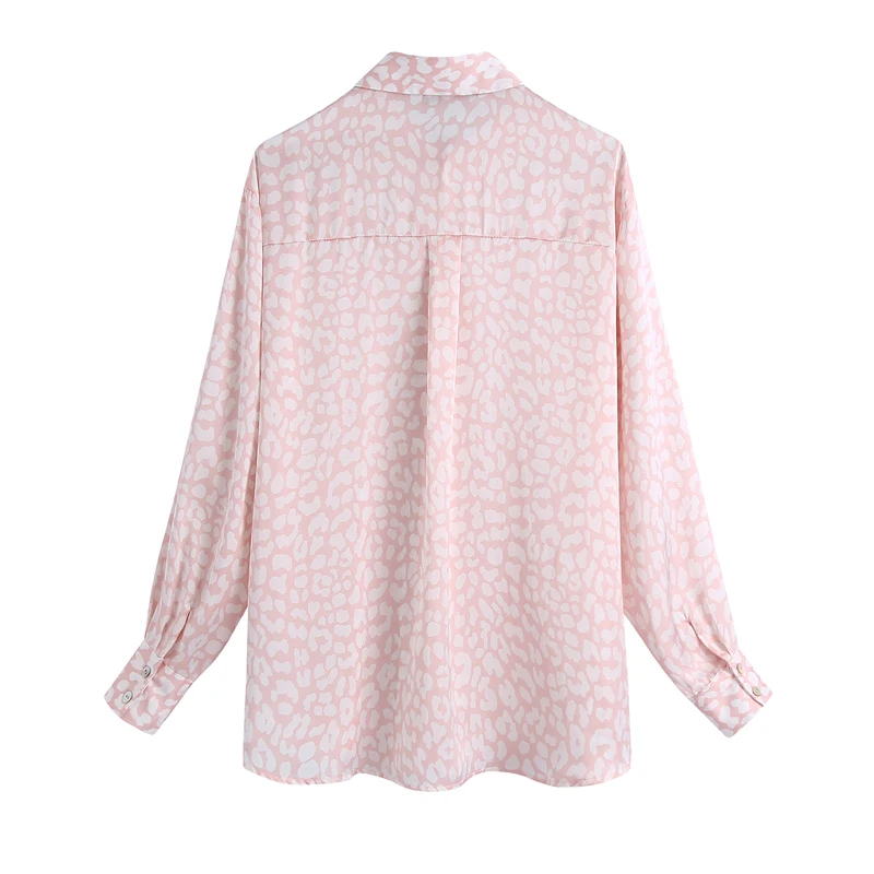

Spring and autumn women's casual printed lapel long-sleeved loose shirt