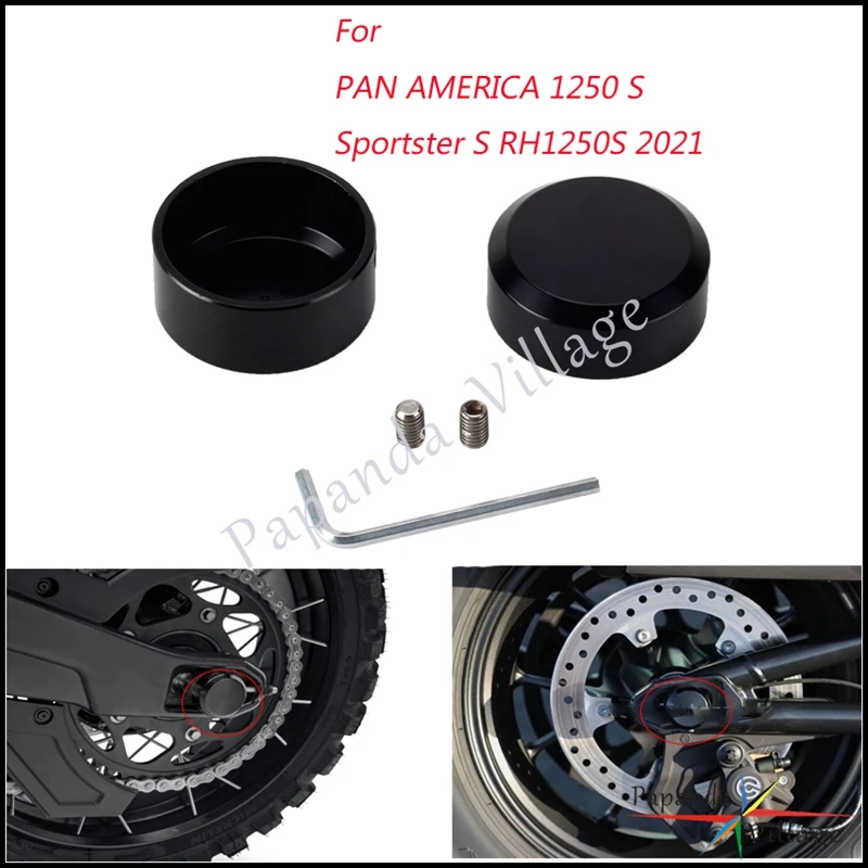 

1 Pair Motorcycle Black Aluminum Rear Axle Nut Covers Bolt Kit For Harley Sportster S 1250 RH1250 S PAN AMERICA 1250 S PA1250